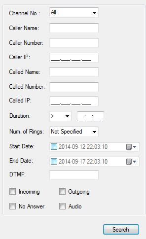 Complex search in VoIP Recorder