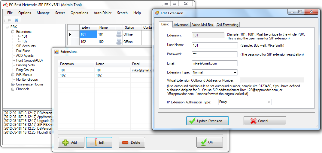 PCBest SIP PBX management console
